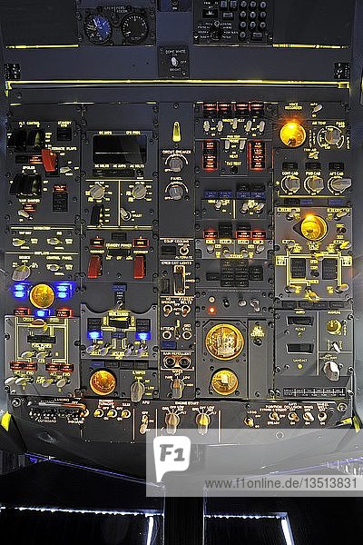 View of the overhead control panel, cockpit of a Boeing 737 - 700