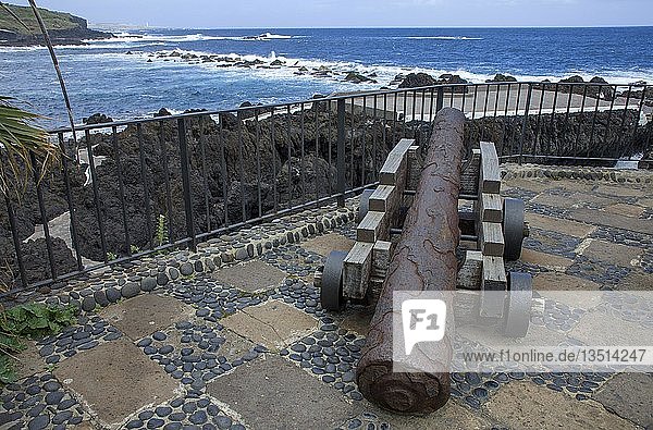 Kanone im Castillo de San Miguel Garachico an der Nordwestküste von Teneriffa Kanarische Inseln Spanien Europa