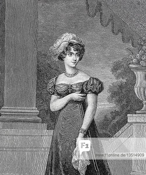 Marie-Caroline de Bourbon-Sizilien Duchesse de Berry Maria Carolina Ferdinanda Luise 5. November 1798 17. April 1870 italienische Prinzessin Holzschnitt Italien Europa