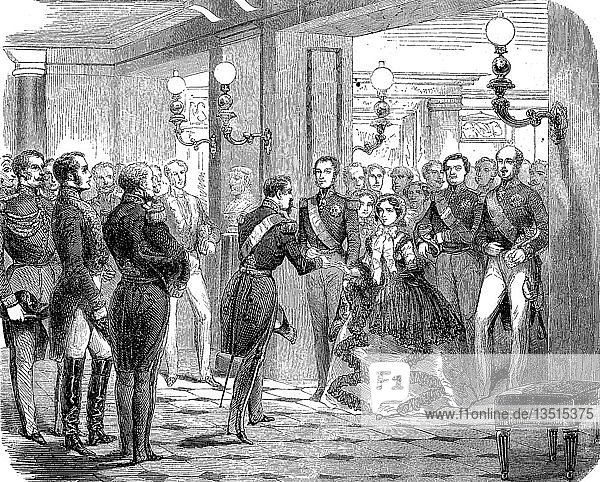 Krimkrieg Empfang des Herzogs und der Herzogin von Brabant im Schloss St. Cloud am 12. Oktober 1855 Holzschnitt Frankreich Europa