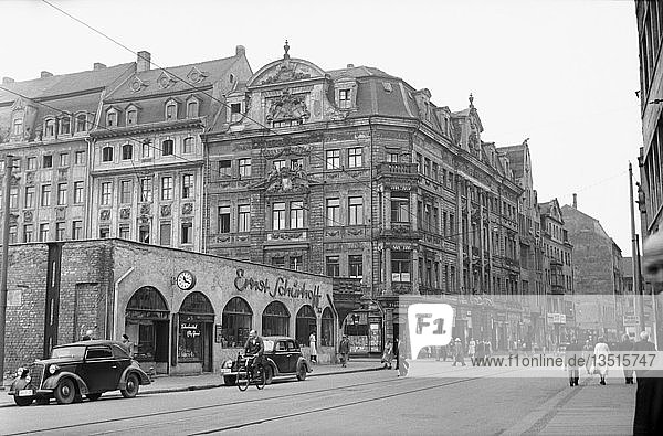 Lotterhaus und Romanushaus 1954 Brühl Leipzig Sachsen DDR Deutschland Europa