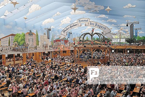 Bierzelt Hacker Pschorr Bräu Oktoberfest München Oberbayern Bayern Deutschland Europa
