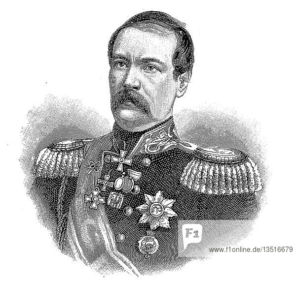 Graf Eduard Iwanowitsch von Totleben  20. Mai 1818 Jelgava  Lettland  1. Juli 1884 Holzschnitt  Deutschland  Europa