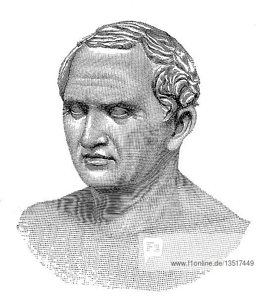 Marcus Tullius Cicero  January 3  106 BC  December 7  43 BC  was a Roman politician  lawyer  writer and philosopher  antique marble bust in the Vatican Museum in Rome  Italy  woodcut  Italy  Europe