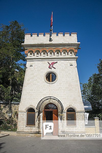 Turm am Eingang der Weinkellerei Cricova  Cricova  Moldawien  Europa