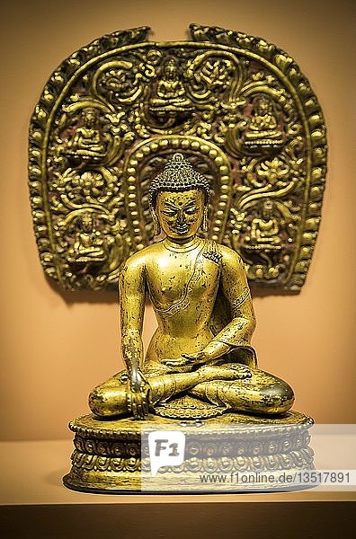 Antike Bronze Buddha Statue Patan-Museum Patan Kathmandu Tal Himalaya Region Nepal Asien