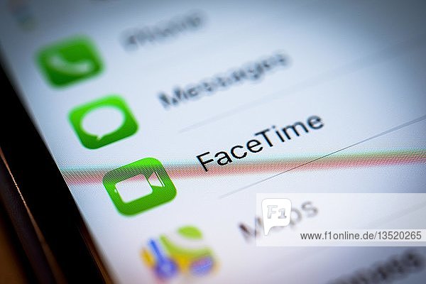 Apple Facetime-Einstellungen auf einem iPhone  iOS  Smartphone  Display  Nahaufnahme  Detail  Deutschland  Europa