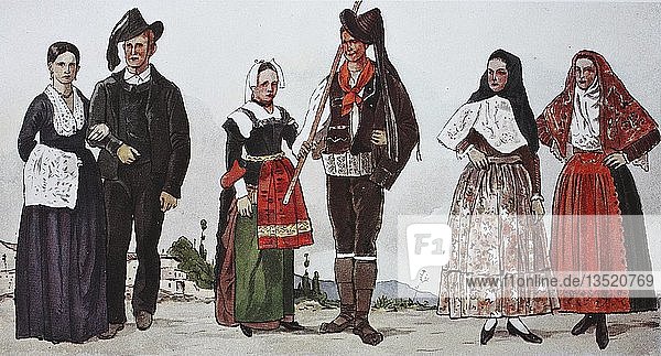 Fashion  clothing in Italy in the modern era  the 18th and 19th centuries  illustration  Italy  Europe