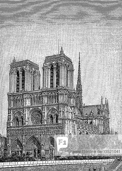 Notre Dame  Unsere Liebe Frau von Paris  Kathedrale  Paris  1885  Holzschnitt  Frankreich  Europa