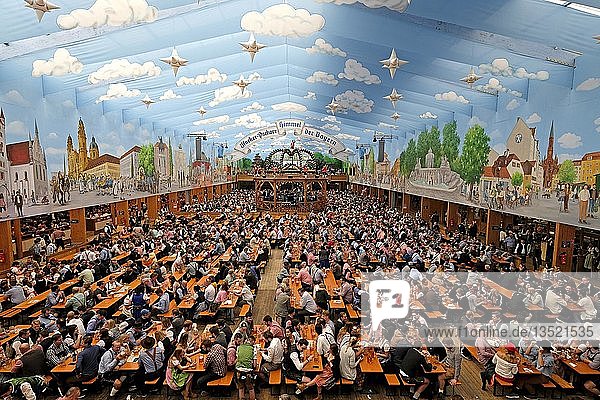 Bierzelt Hacker Pschorr Bräu Oktoberfest München Oberbayern Bayern Deutschland Europa