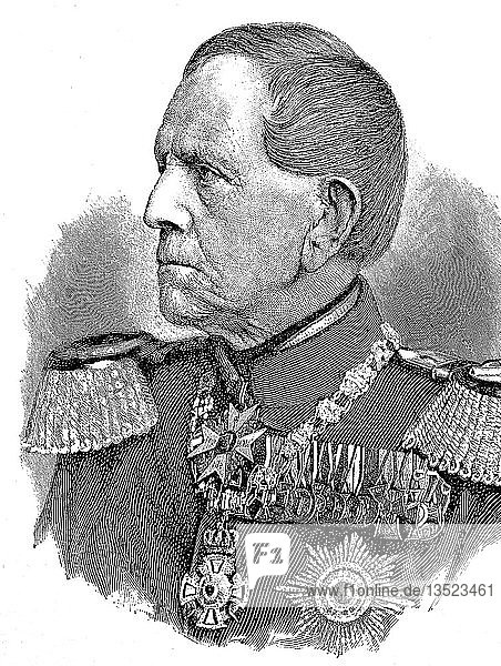 Helmuth Karl Bernhard von Moltke  ab 1870 Graf von Moltke  26. Oktober 1800 -24. April 1891  Preußischer Generalfeldmarschall  Holzschnitt  Deutschland  Europa