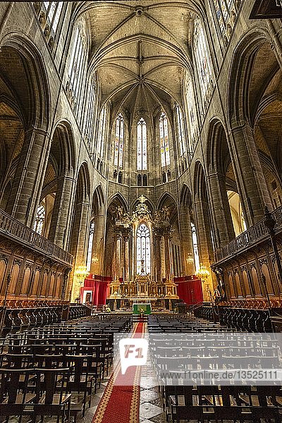 Innenraum der Kathedrale Saint-Just-und-Saint-Pasteur in Narbonne  Aude  Occitanie  Frankreich  Europa