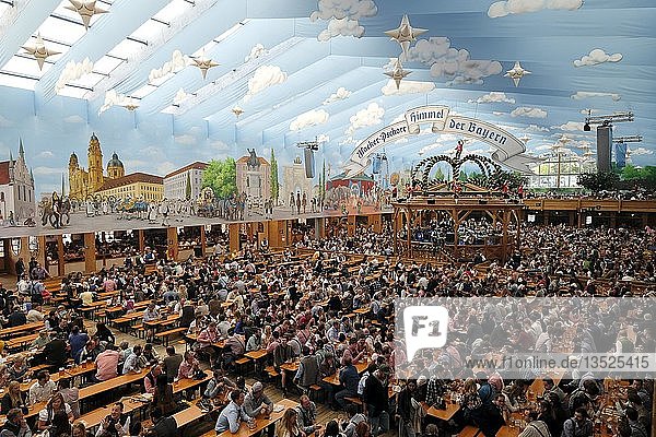 Bierzelt Hacker Pschorr Bräu Oktoberfest München Oberbayern Bayern Deutschland Europa