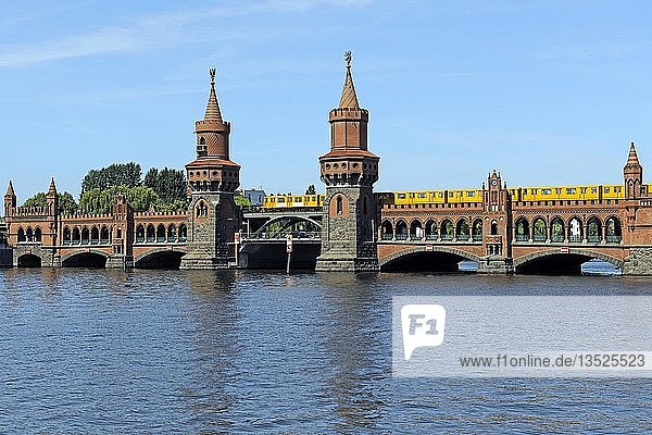 Oberbaumbruecke bridge with crossing subway Berlin Germany Europe