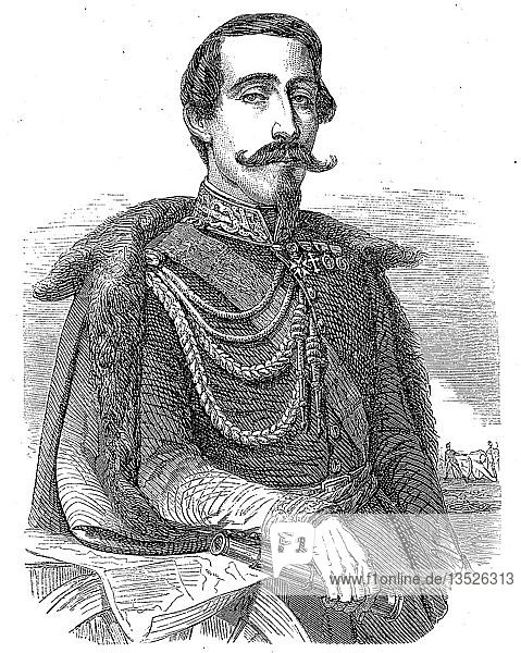Alfonso Ferrero  Cavaliere La Marmora  1804  1878  General und Staatsmann  Holzschnitt  Italien  Europa