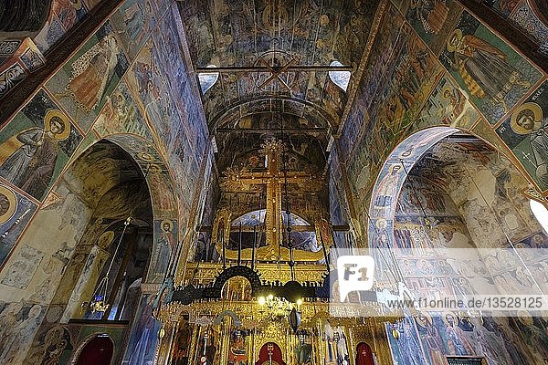 Frescoes in monastery church Serbian Orthodox monastery Piva province Pluzine Montenegro Europe