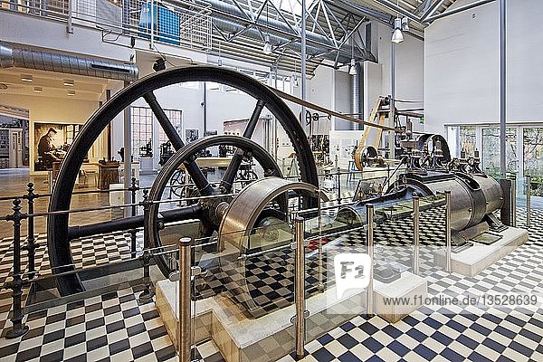 Interior view with a steam engine  German Tool Museum  Hasten  Remscheid  North Rhine-Westphalia  Germany  Europe