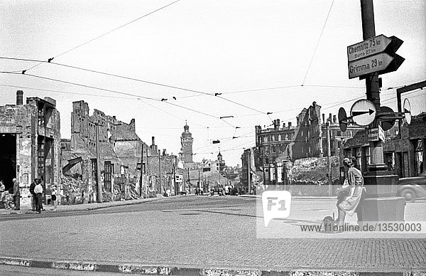 Kriegsschäden 1946 zerstörte Windmühlenstraße Leipzig Sachsen DDR Deutschland Europa