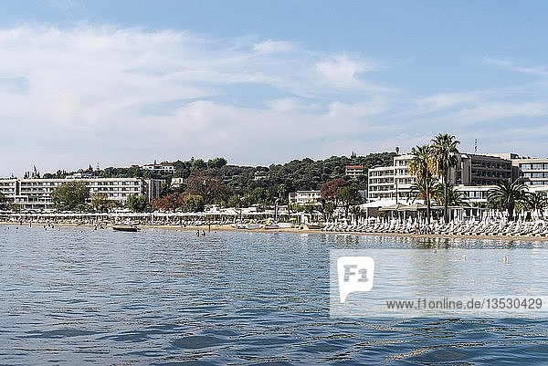 Strand, Hotels, Dassia, Insel Korfu, Ionische Inseln, Mittelmeer, Griechenland, Europa