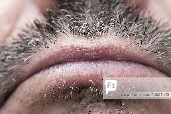 Detailaufnahme eines männlichen Mundes