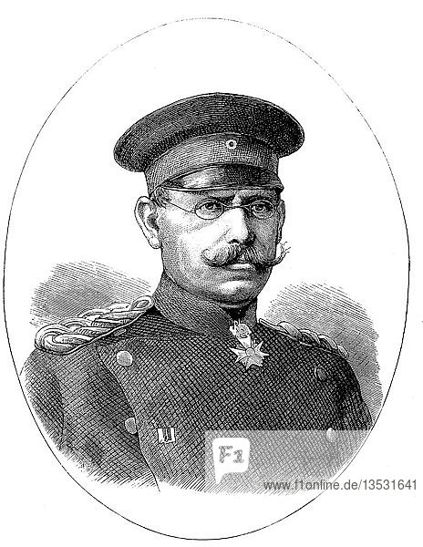 Heinrich Karl Ludwig Adolf von Gluemer  5. Juni 1814  3. Januar 1896  Offizier und Kommandant der Großherzoglich Badischen Division  Holzschnitt  1880  Deutschland  Europa