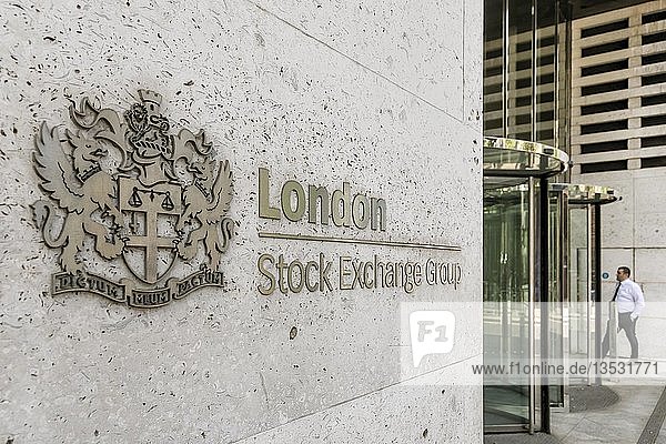 Logo der London Stock Exchange Group Börse London Finanzviertel London Großbritannien Europa
