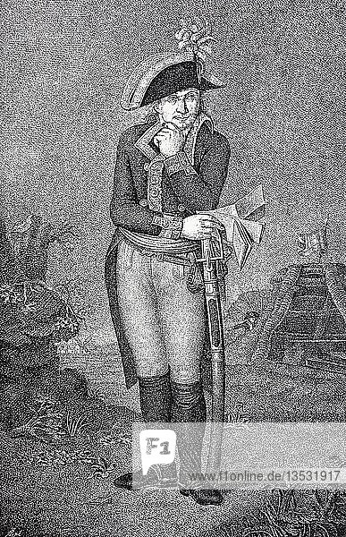 Jean-Charles Pichegru  16 February 1761  5 April 1804  French general of the Revolutionary Wars  woodcut  France  Europe