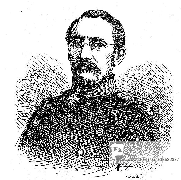 August Karl von Goeben  10. Dezember 1816  13. November 1880  preußischer General der Infanterie  Holzschnitt  Deutschland  Europa