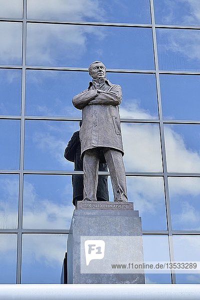 Sir Alex Ferguson statue outside Old Trafford  former scottish football player  home of Manchester United football club  England  United Kingdom  Europe