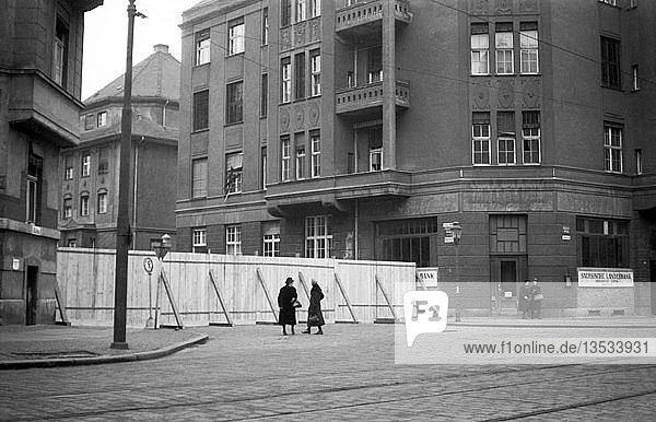 Straßensperrung 1947 Georg-Schumann-Straße Leipzig Sachsen DDR Deutschland Europa