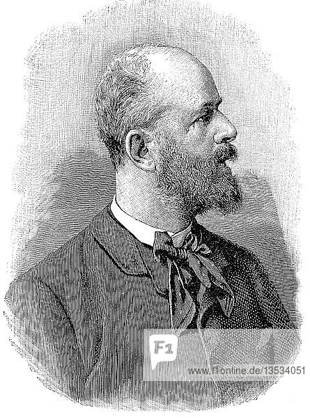 Arthur Gundaccar von Suttner  21. Februar 1850  10. Dezember 1902  war ein österreichischer Schriftsteller  Holzschnitt aus dem Jahr 1888  Deutschland  Europa