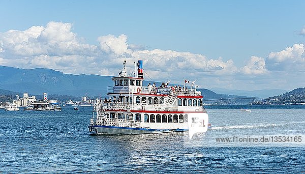 Historic paddle steamer as tourist boat  Coal Harbour  Vancouver  British Columbia  Canada  North America