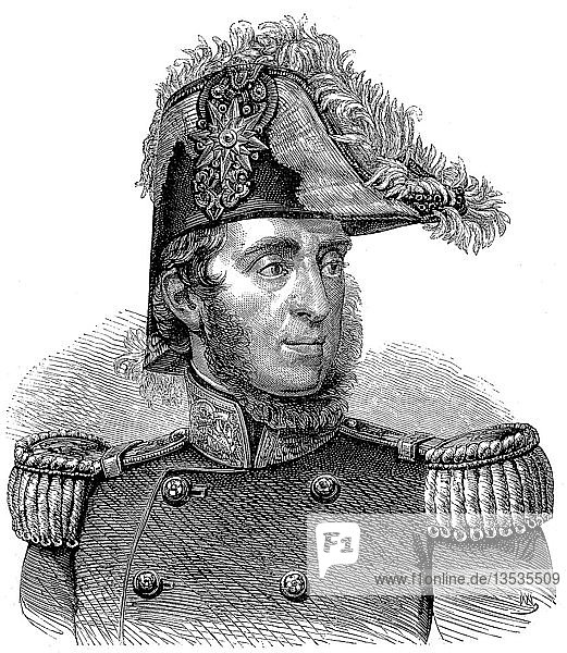 Guglielmo Pepe  13. Februar 1783  8. August 1855  General und Patriot  Holzschnitt  Italien  Europa
