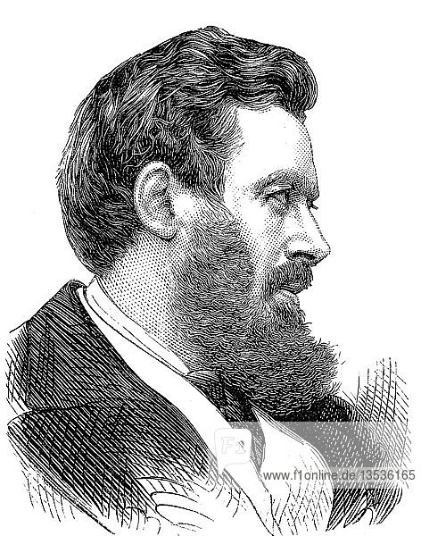 Walter Bagehot  1826-1877  britischer Journalist  Geschäftsmann und Essayist  Porträt  Holzschnitt  1888  Großbritannien
