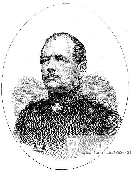 Karl Wilhelm Friedrich August Leopold Graf von Werder  12. September 1808  12. September 1887  deutscher General  Holzschnitt 1880  Preußen