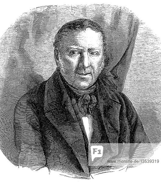 Jacques-Charles Dupont de l'Eure  1767  1855  Jurist und Staatsmann  Holzschnitt  Frankreich  Europa