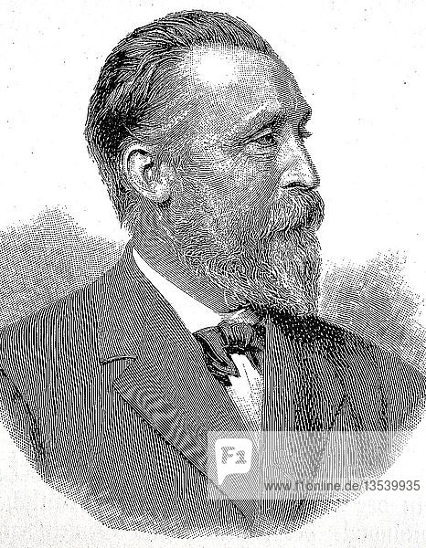 Ernst Heinrich Wilhelm Stephan  from 1885 by Stephan  January 7  1831  April 8  1897  General Postal Director of the German Reich  woodcut  Germany  Europe