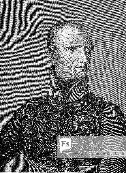 Friedrich Wilhelm von Braunschweig  auch bekannt als der Schwarze Herzog  9. Oktober 1771  16. Juni 1815  war einer der deutschen Volkshelden der Napoleonischen Kriege  Holzschnitt  Deutschland  Europa