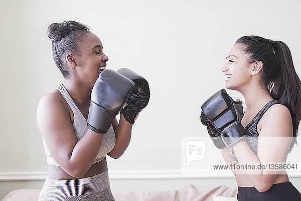 Tween girls boxing