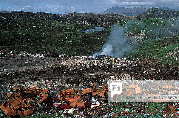 Open landfill site in Scottish Highlands,  UK.