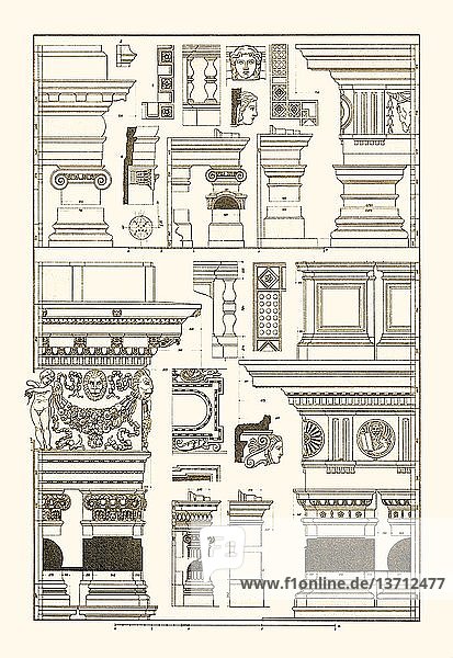 Details der Basilika in Vicenza und der Bibliothek in Venedig 1877