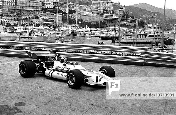 Pedro Rodriguez in a BRM P153 at the Gasworks Hairpin Monaco GP  10 May 1970.