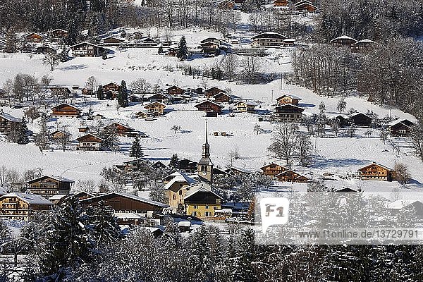 Das Dorf Cordon im Winter  Cordon  Frankreich.
