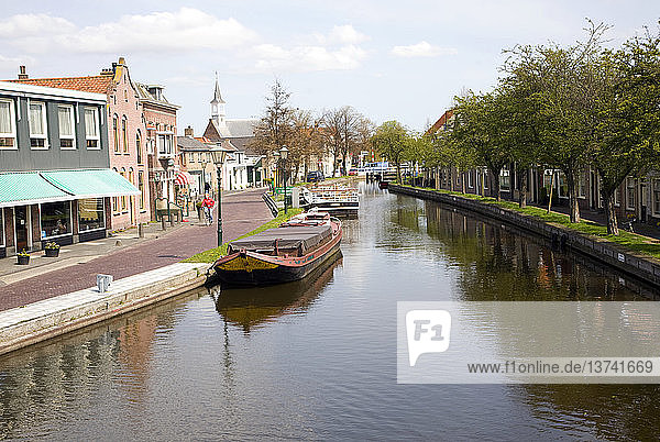 Canal and boats  Schipluiden village  Netherlands