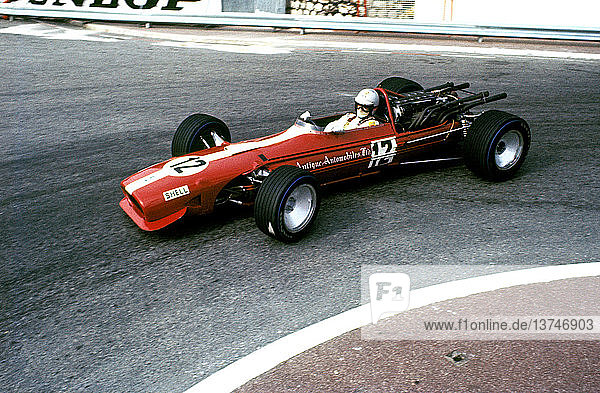 Vic Elford im Cooper-Maserati T686B wurde 7. beim GP von Monaco am 18. Mai 1969.