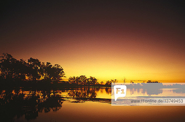 Yeppen Crossing bei Sonnenuntergang  Rockhampton  Queensland  Australien