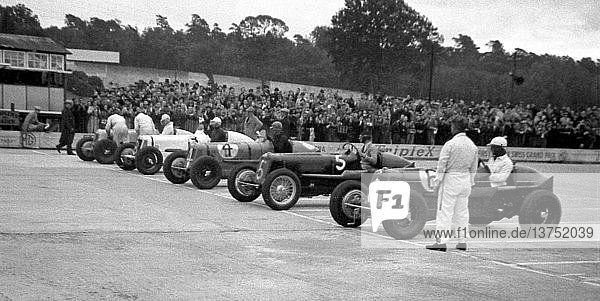 ERA line up at Brooklands  1930s.
