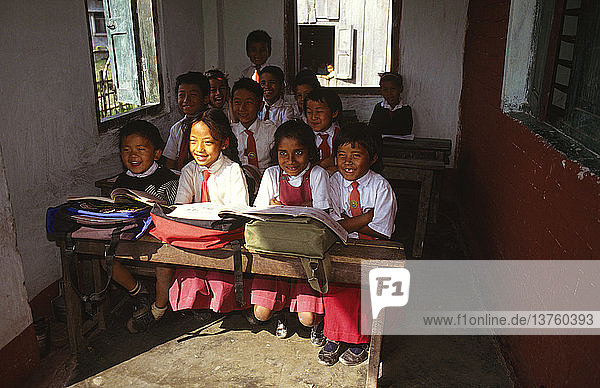 Classroom in Tarhara village school  Koshi  Nepal