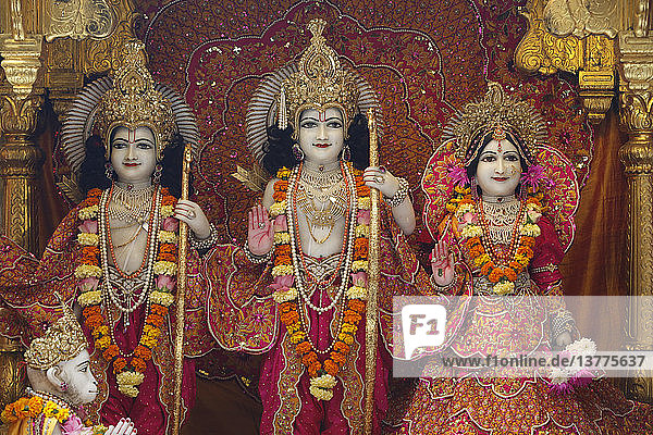 Bhaktivedanta Manor temple Statues of Rama  Sita & Laxmi