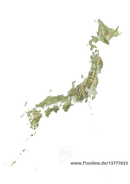 Reliefkarte von Japan. Diese Karte wurde aus Höhendaten erstellt.